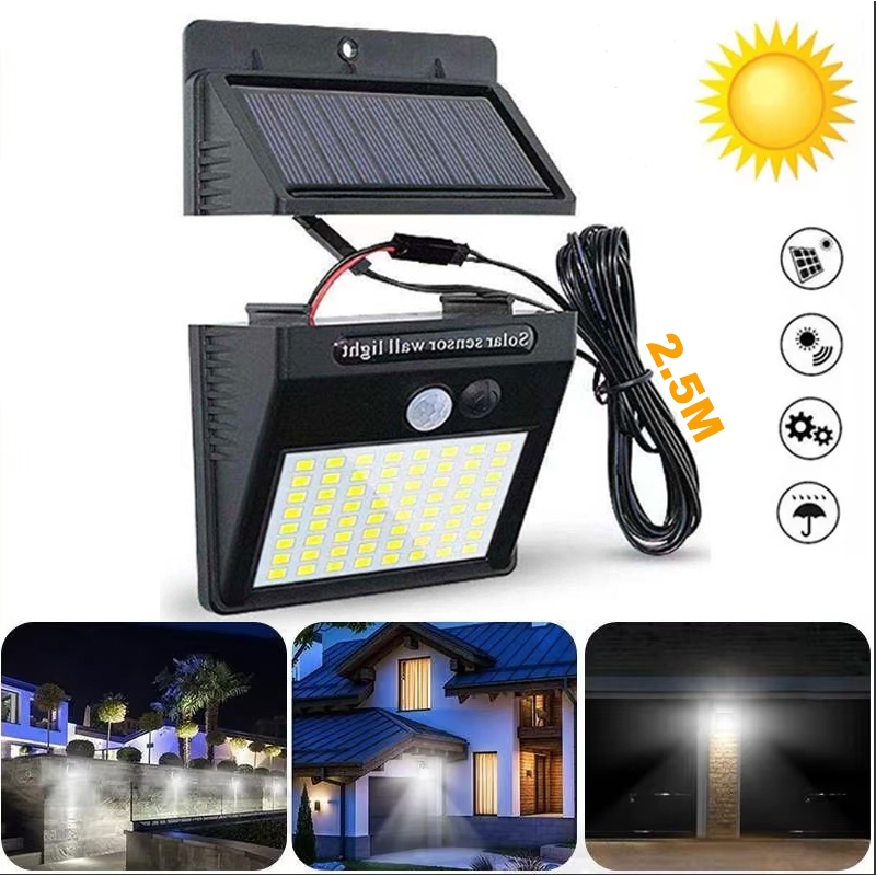 Refletor Solar Com 64 Led Claro Solar Para Jardim Luminária Solar Parede Sensor Presença