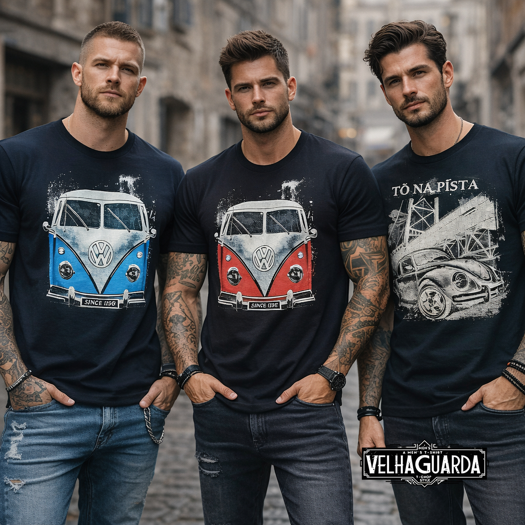 Camisetas Masculinas Com Estampa De Kombi Fusca Urban Style 100% Algodão Velha Guarda Original