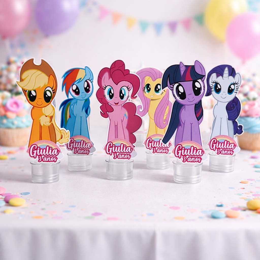 Aplique para Tubete 13cm My Little Pony - Lembrancinha My Little Pony - Personalizada - Aniversário