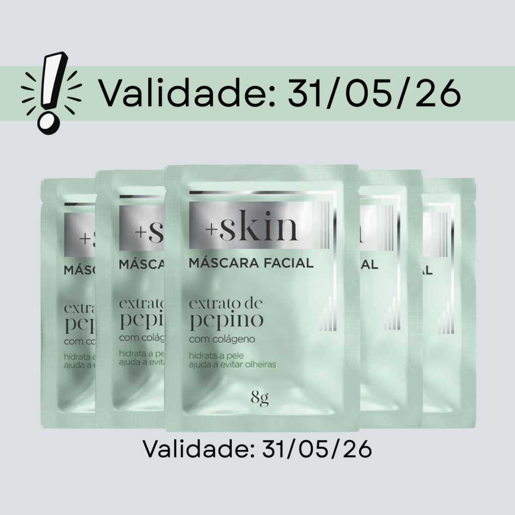 Kit Máscara Facial Extrato de Pepino Sachê 8g - MaisSkin | Val. 31/05/26