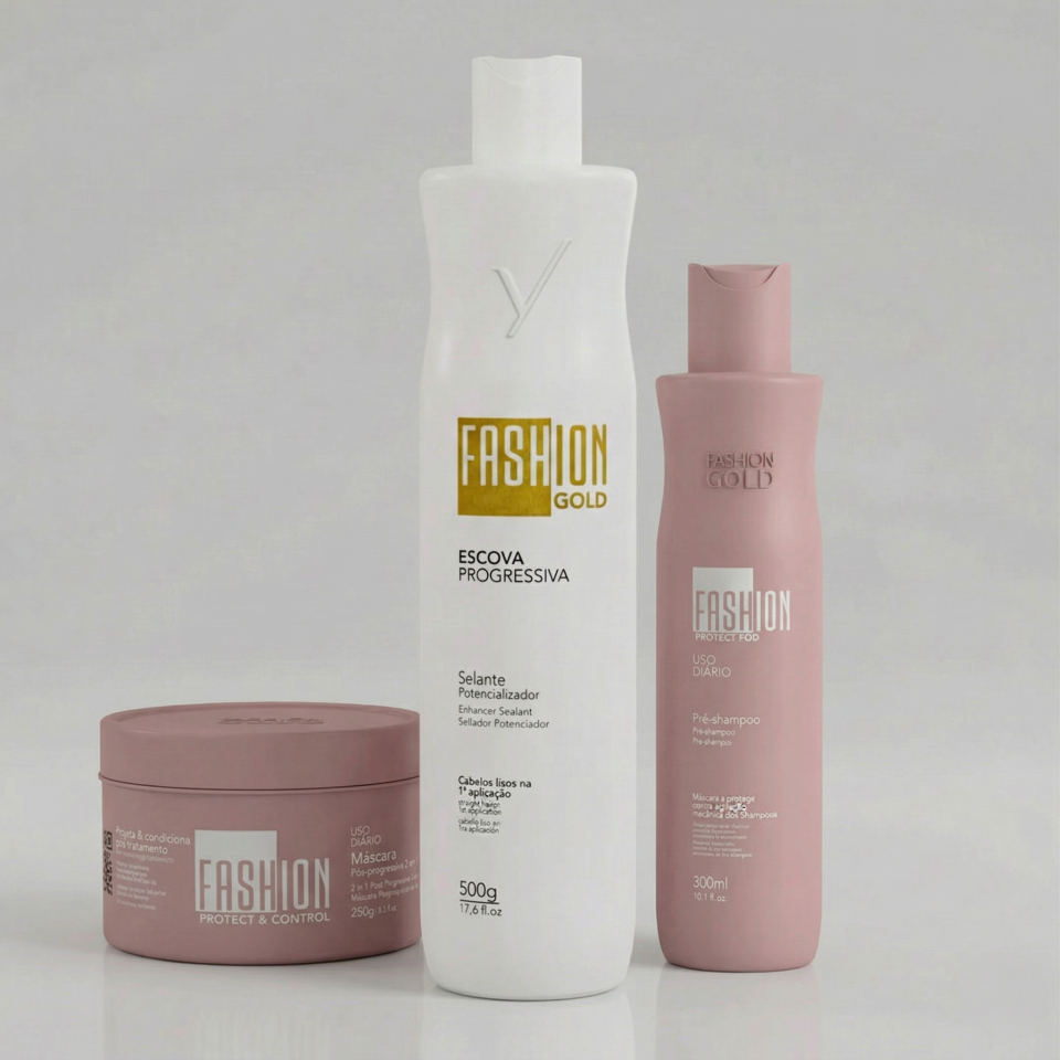 Combo Escova Progressiva 500g + Kit Manutenção Pós-Progressiva 300ml/250g - Fashion Gold em Oferta na Shopee
