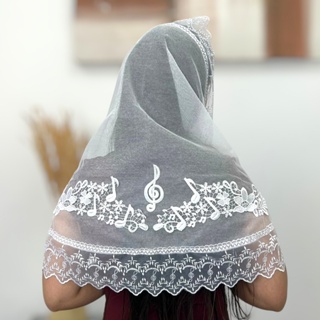 Véu Ccb Congregação Cristã Organista Renda e Aplique Musical (mod. Elisângela) em Oferta na Shopee