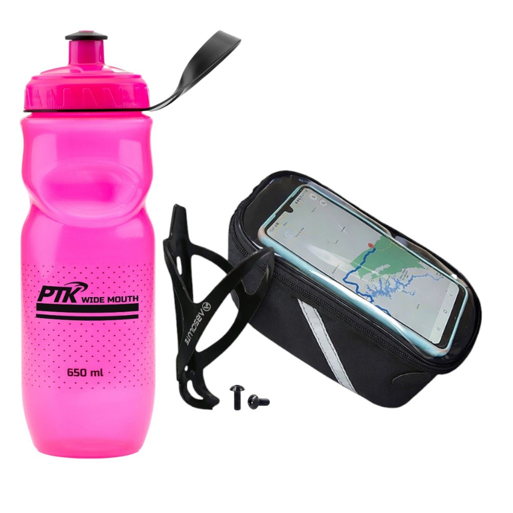 Garrafinha Caramanhola 650 Ml+suporte Absolute +bolsa Porta Celular/acessórios