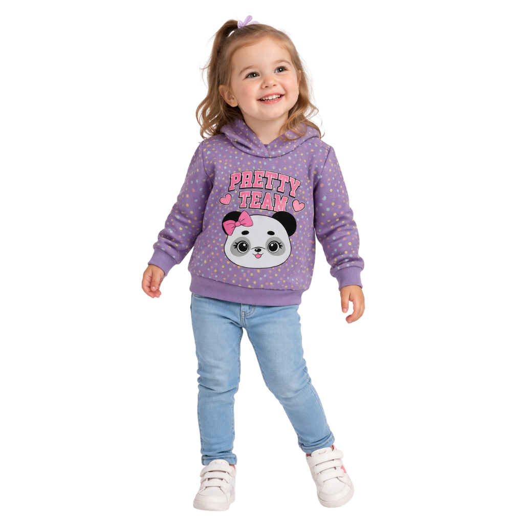 Moletom Infantil Capuz Peluciado Panda Glitter 1,2 e 3