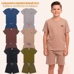 Kit, 6 Peças, Conjunto, Juvenil, Menino, Camiseta, Bermuda, Masculino, Adolescente, Roupa, Verão, Casual, Algodão, Liso.