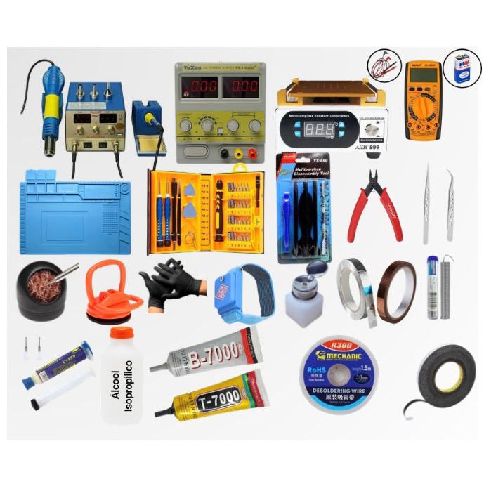 Kit Profissional Completo Manutenção de Celular | Bancada Técnica + Fonte + Solda + Ferramentas