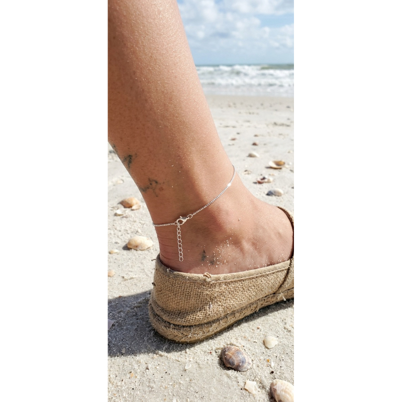 Tornozeleira 24cm + 5cm regulavel ate 29cm Banho Prata