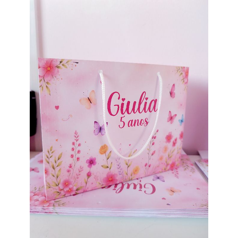 Sacolinha Personalizada tema Jardim das Borboletas | Personalizados | Sacola jardim encantado | Pegue e monte