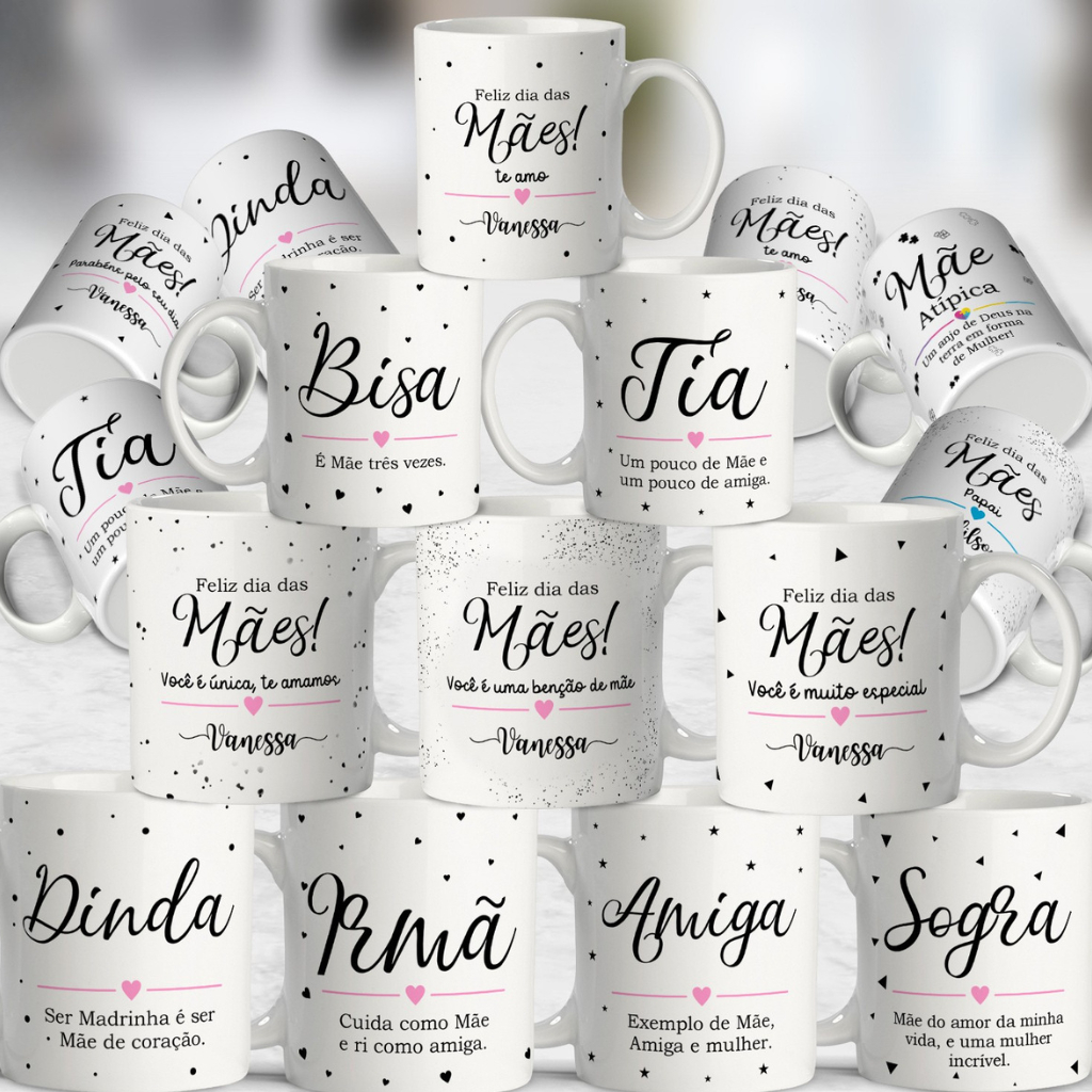 Caneca Personalizada com Nome e Foto – Dia das Mães ,Vó, Irmã, Dinda, Madrasta, Sogra, Tia e Bisa