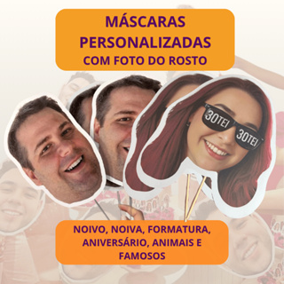 Máscara Personalizada Foto do Rosto para Despedida de Solteiro, Noivo, Noiva, Formatura, Casamento em Oferta na Shopee