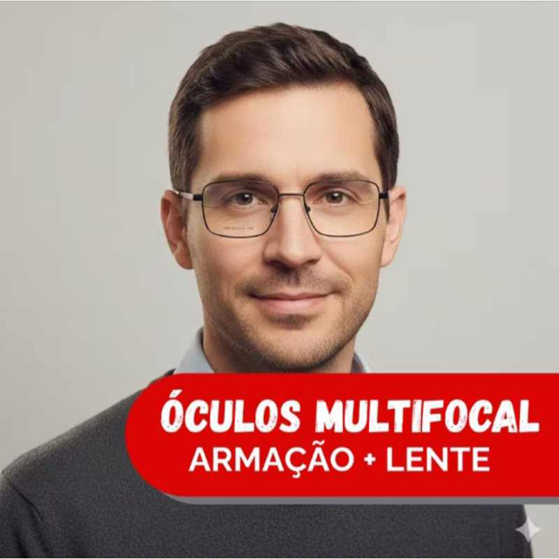 Óculos de Grau Multifocal Longe/Perto Premium +1 ao+6