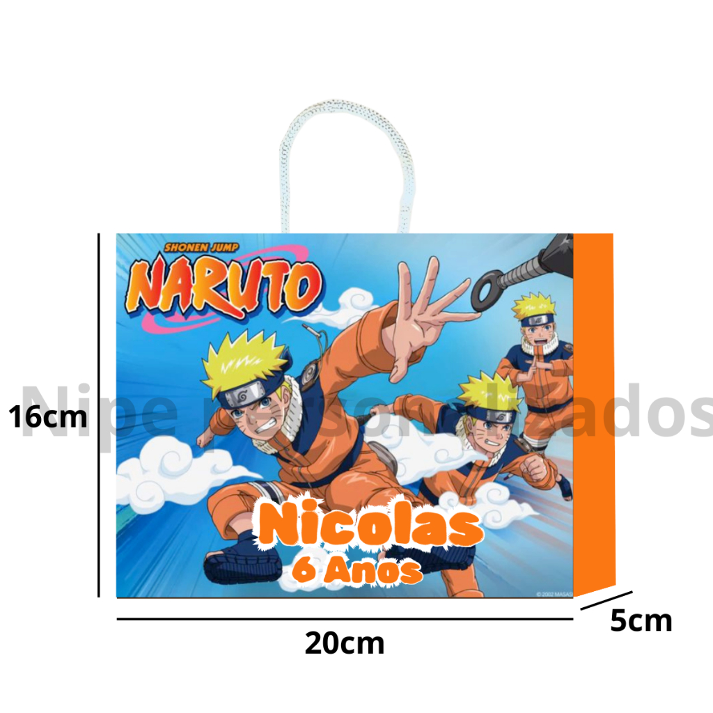 Sacolinha Surpresa Naruto 20x16x5  Aniversario lembrancinha Sacola personalizada ( PRÉ MONTADO )