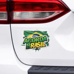 Kit 5 adesivos bandeira Brasil - Acorda Brasil - vinil adesivo transparente