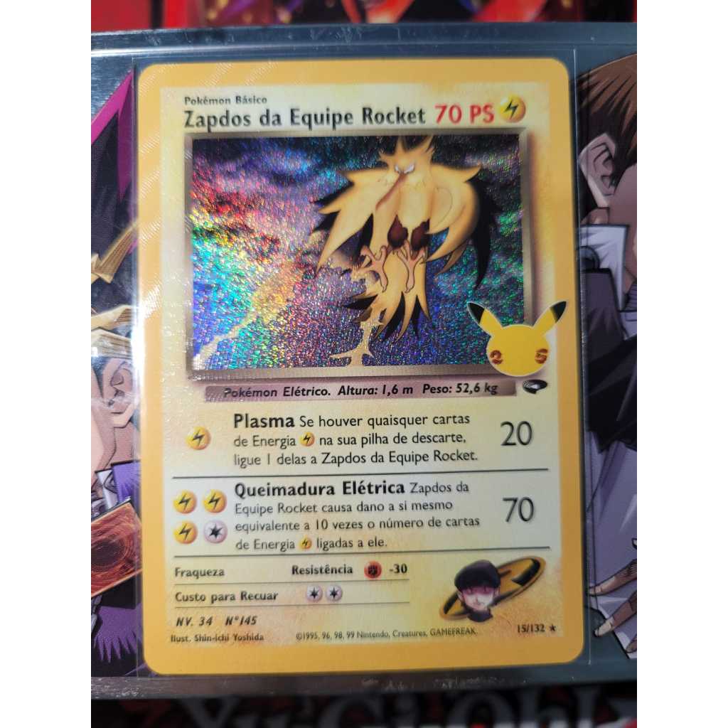 Zapdos da Equipe Rocket - CELEBRAÇÕES - 25 ANOS DE POKÉMON - ULTRA RARO - Original Copag. Pokemon!