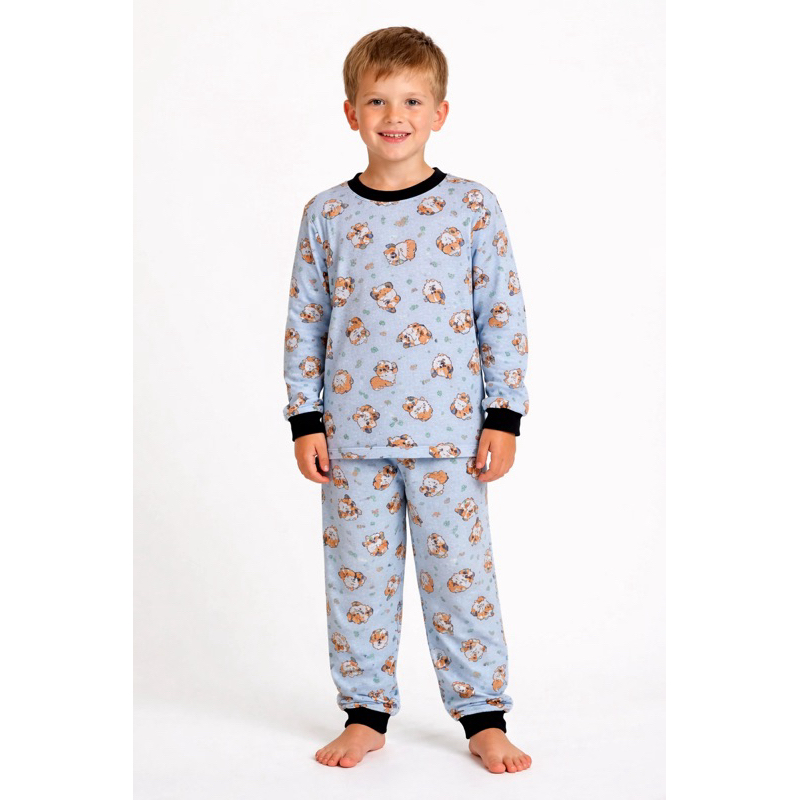 Pijama Infantil Manga Longa Menino Conjunto Inverno Confortável Estampado