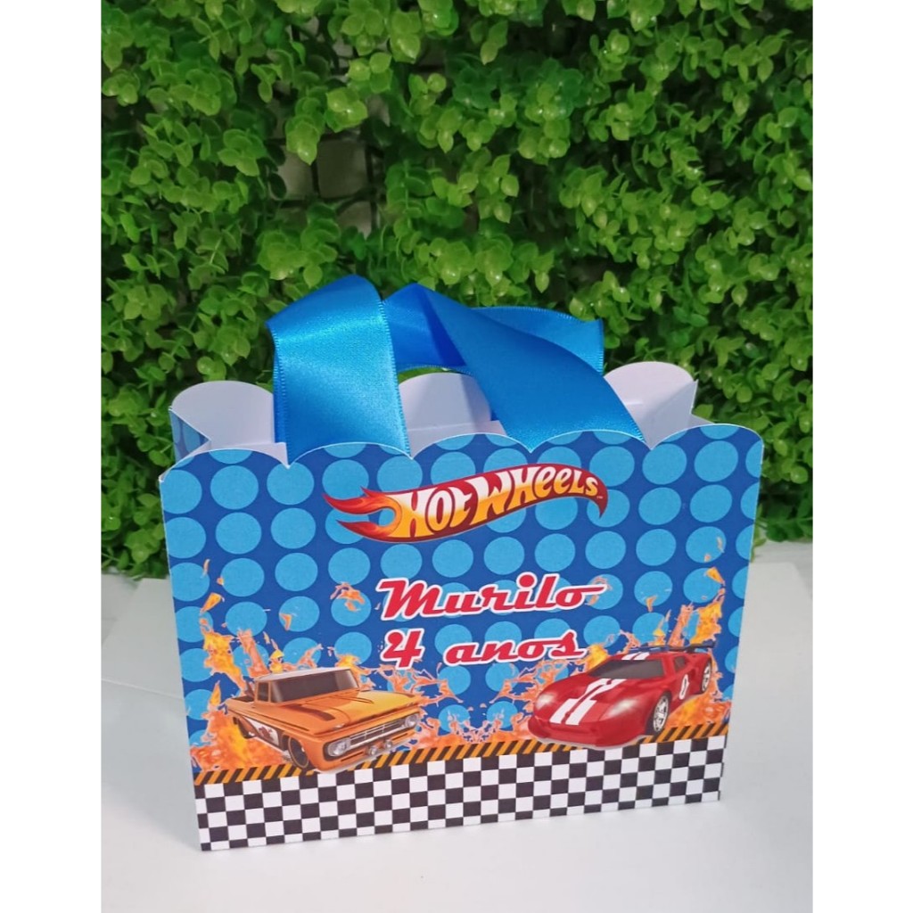 Sacolinha Personalizada Hot Wheels Festa Infantil | Lembrancinha Aniversário | Fazemos Qualquer Tema