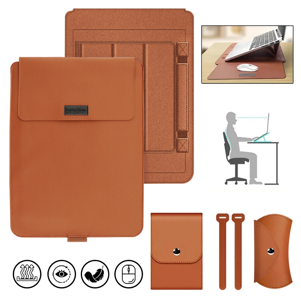 Case Capa Para Macbook Em Couro Notebook 4 Em 1 Bolsa Para