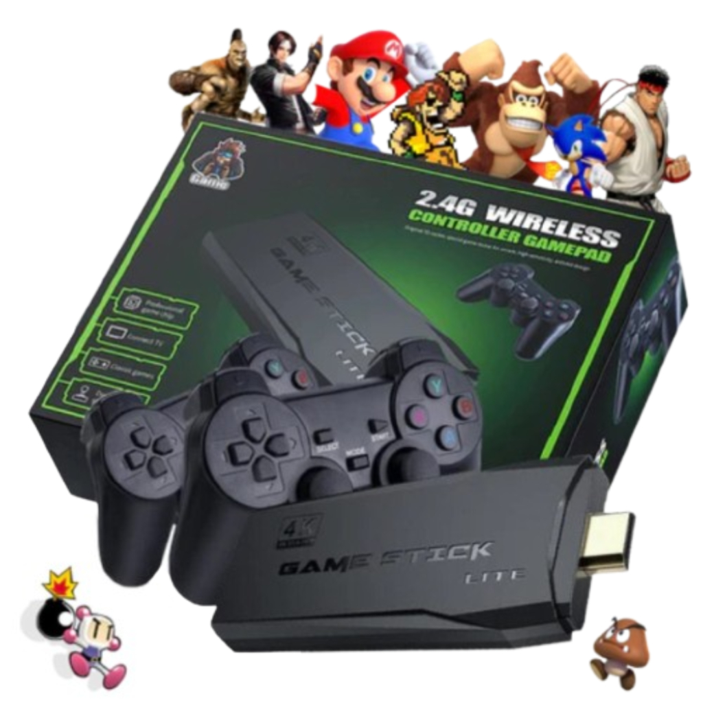 Video game Stick lite 4k +10mil jogos 2 Controles Sem Fio Console Portatil Jogos Retro Antigo