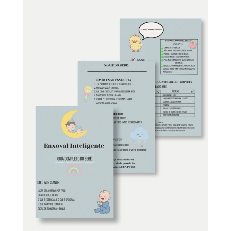 Planner Lista de Enxoval Completa do Bebê – Organizada por Fases (0 a 3 Anos)