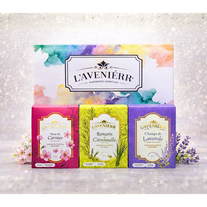 Kit Sabonetes Naturais 3 Unidades Veganos e Perfumados | Floral, Delicado e Elegante | L’Aveniérr, Presente Ideal