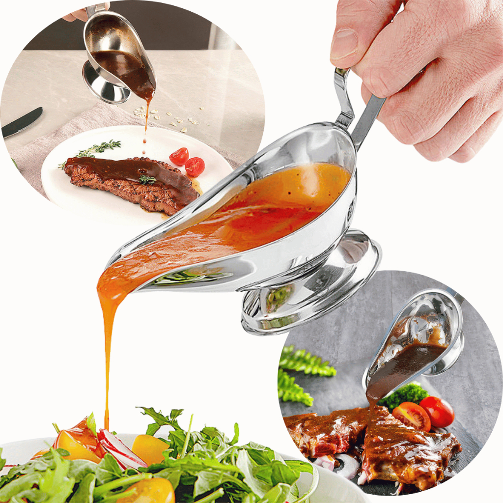 Molheira 250ml Inox Luxo Dispensador para Molho Calda Salada Servir Elegante Cozinha