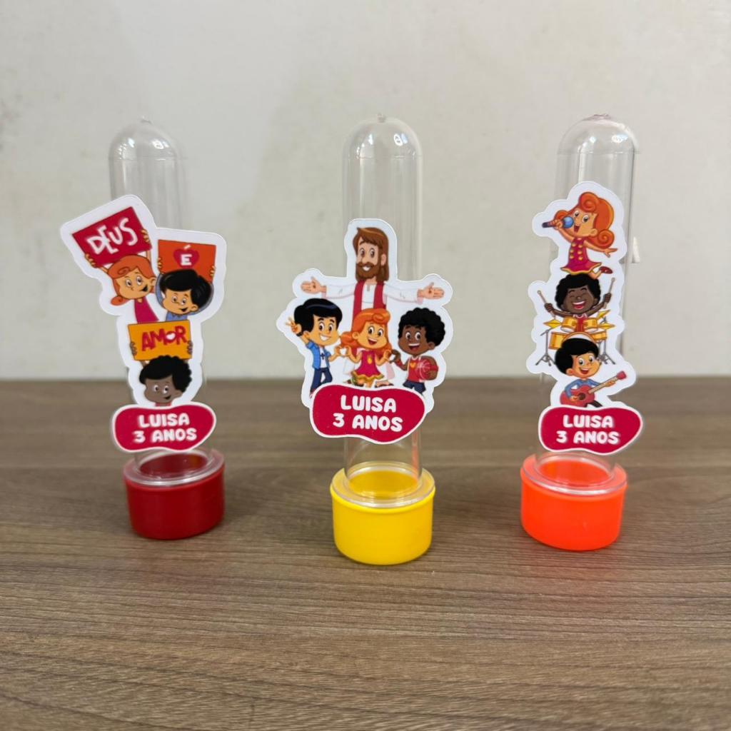 Tubetes + Apliques 3D Personalizado Lembrancinha Festa Aniversário Três Palavrinhas