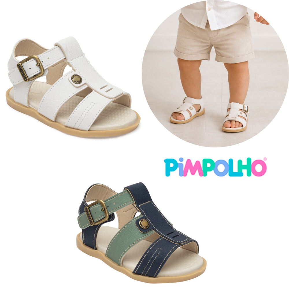Sandália infantil menino Papete Batizado Pimpolho Casual Básica antiderrapante
