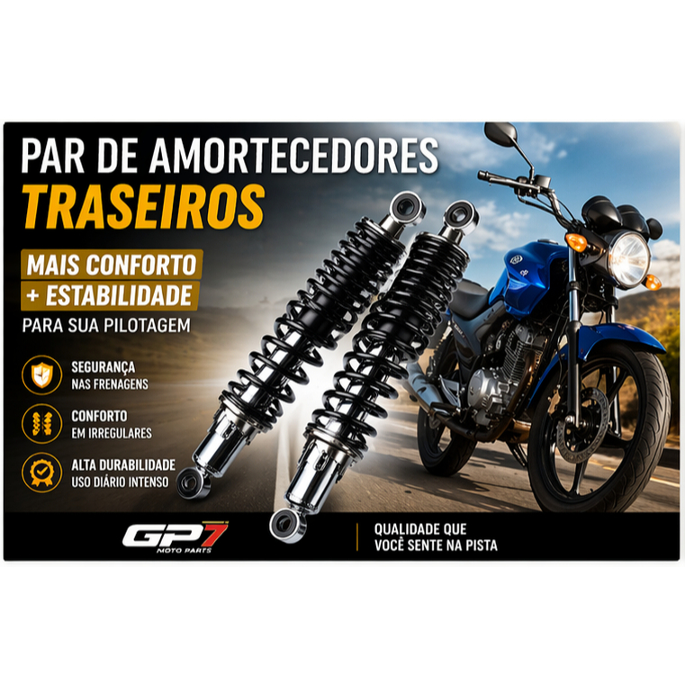 Par Amortecedor YBR 125 2000 a 2016 Cromado Regulável