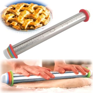 Rolo de Massa Inox Ajustável com Medidas Profissional para Confeitaria, Pizza, Pão e Cozinha