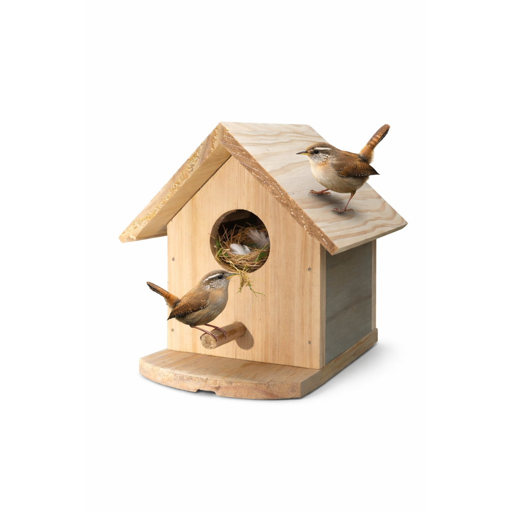 Casinha Para Pássaros Jardim Madeira Natural – Atrai Aves | Ninho Decorativo Externo Resistente