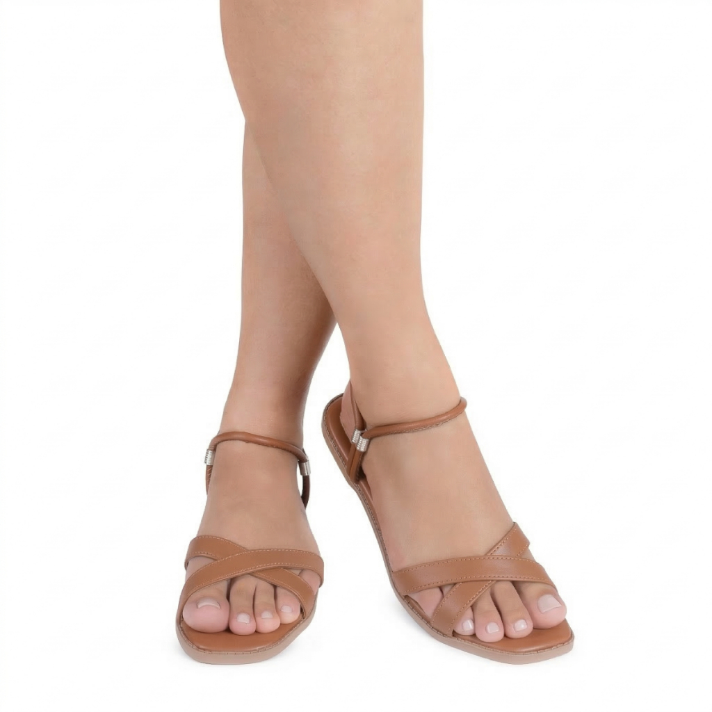 Sandalia  Rasteira Basic Tiras  Feminina X Cruzado Confortável