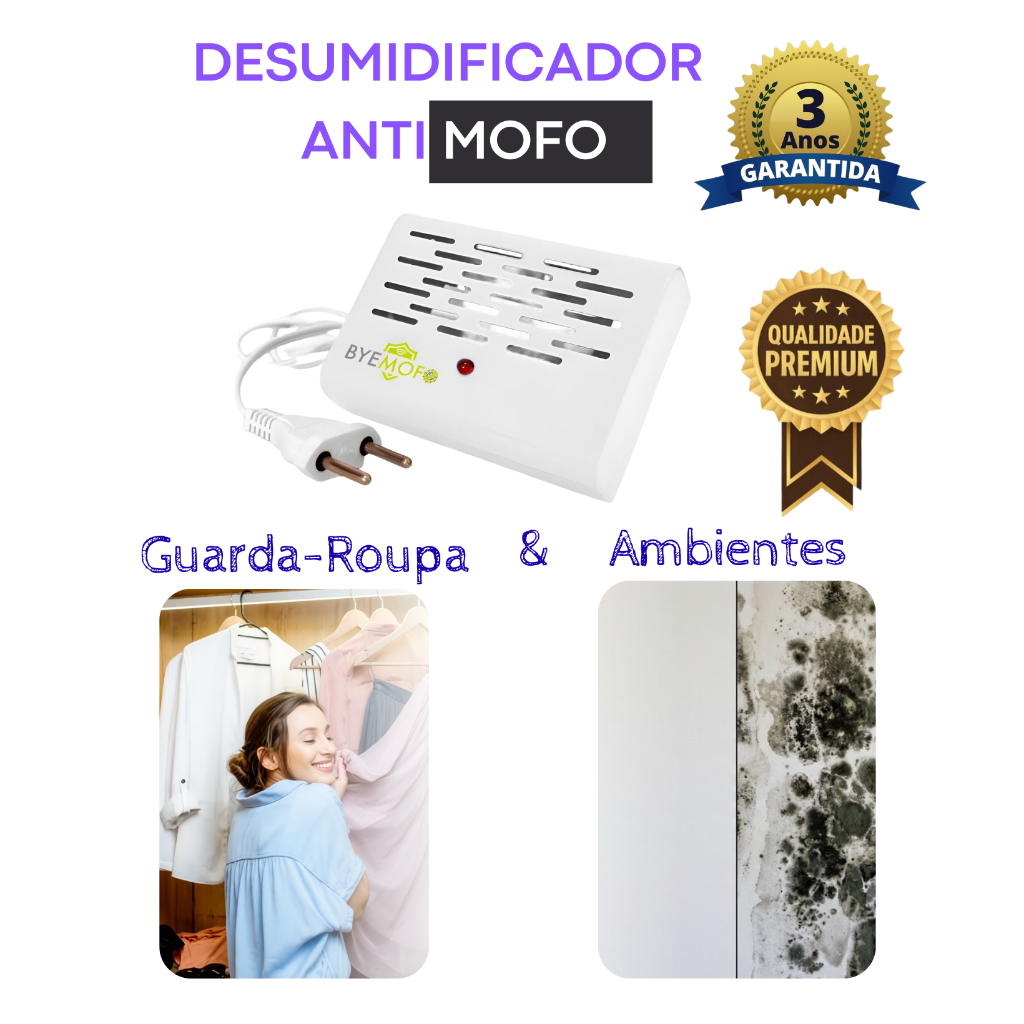 Desumidificador Elétrico Byemofo - 3 Anos de Garantia - Anti Mofo e Bolor 110v