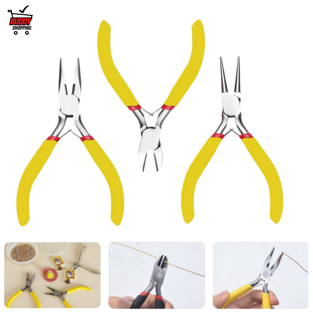 Kit 3 Mini Alicates Profissional p/ Eletrônica Artesanato e Bijuterias de Corte e Precisão