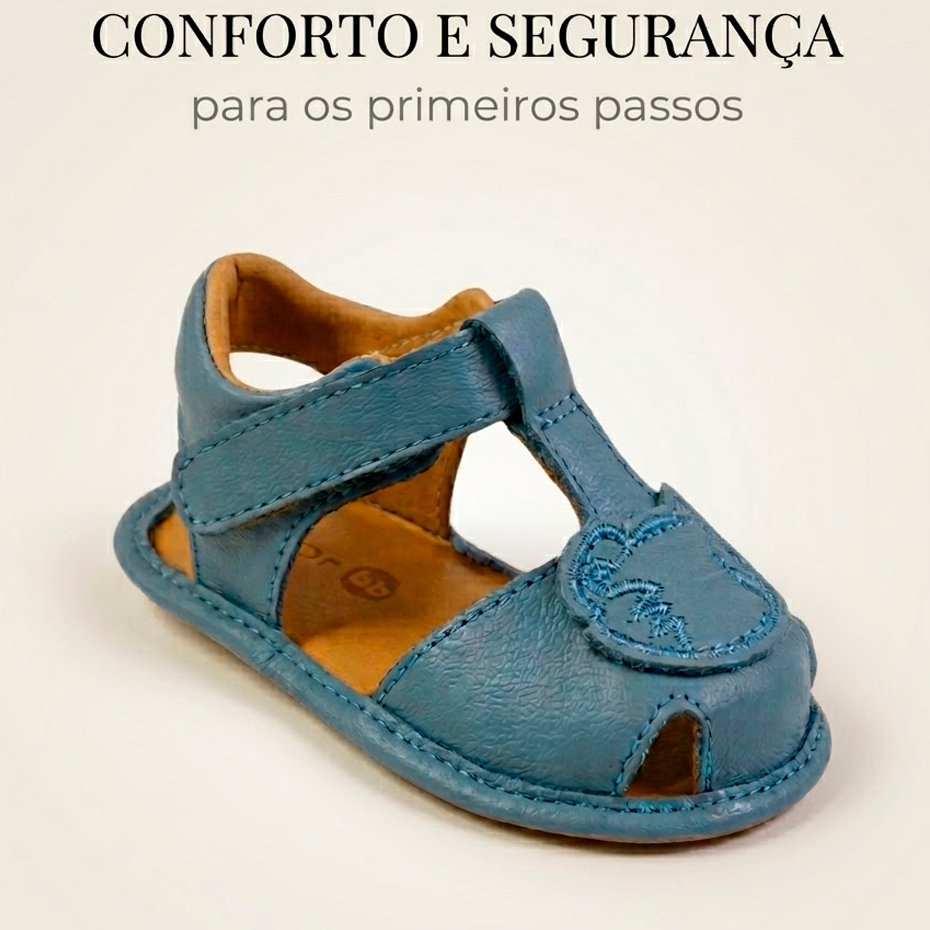 Sapato Bebê Couro RN Premium Antiderrapante Conforto Primeiros Passos Velcro Infantil Original