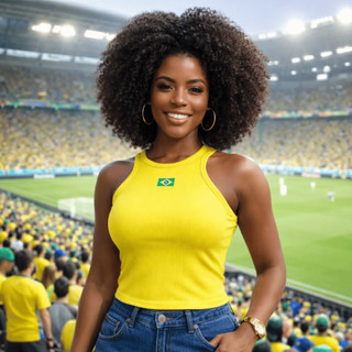 Regata Feminina Brasil Copa Ribana Canelada Bordado Virginia Blusa Bandeira Brasil Basica Regatinha