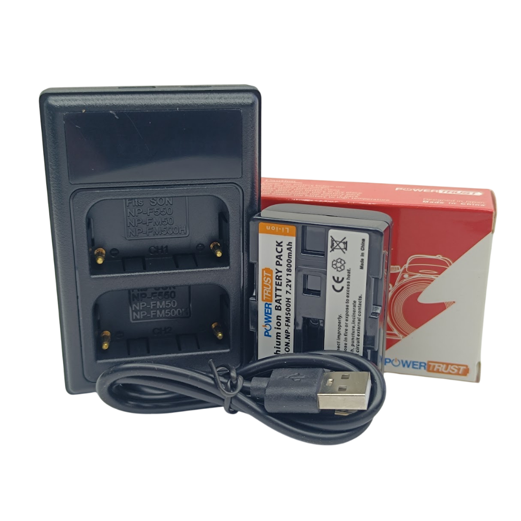 Carregador usb + Bateria Np-Fm500h 1800mah Pra Sony DSLR-A100 A200 A300 A350 A450 A500 A550 A580