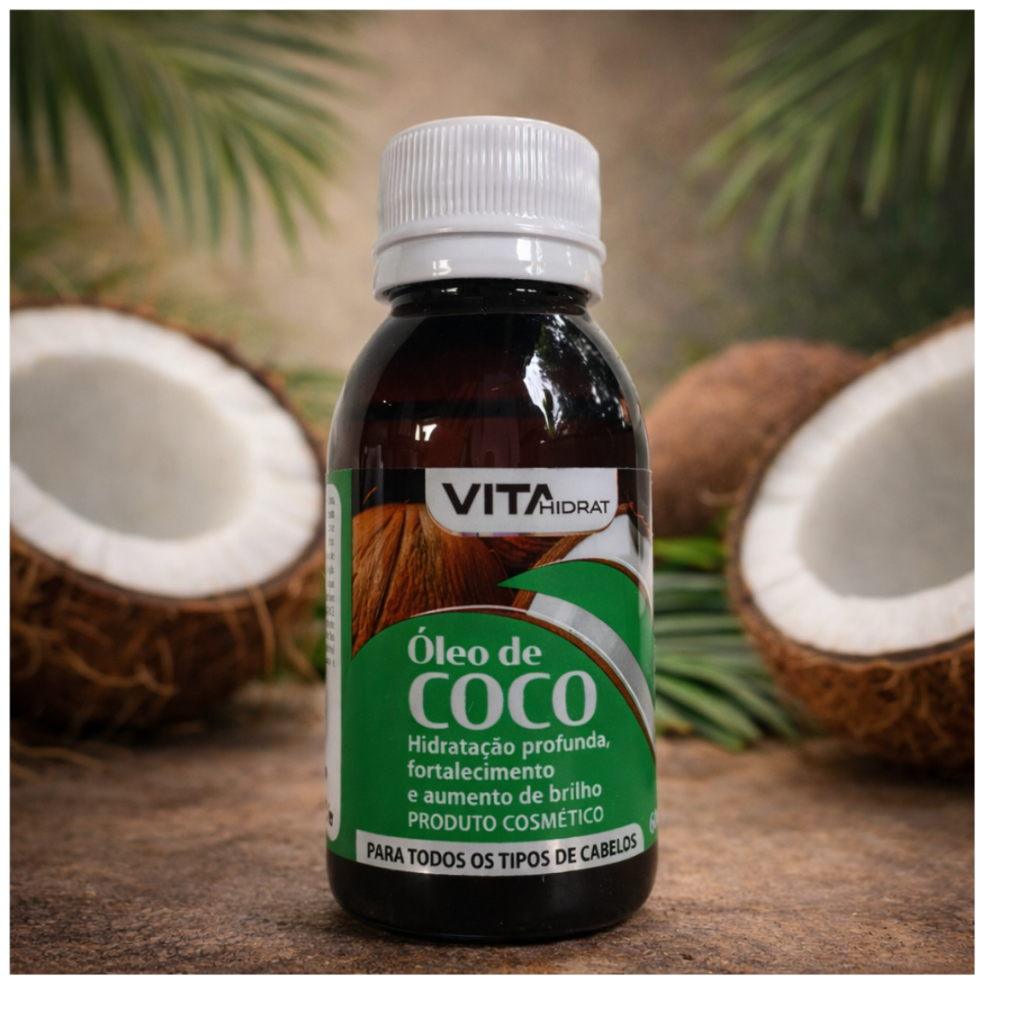 Óleo De Coco Capilar Hidratante 60ml Vita Hidrat Nutrição Brilho Anti Friz Profunda E Brilh