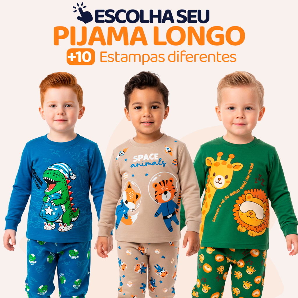 Pijama Infantil Menino Manga Longa Blusa e Calça Roupa de Frio Inverno Masculino Criança Estampados Agasalhos Kids L03 em Oferta na Shopee