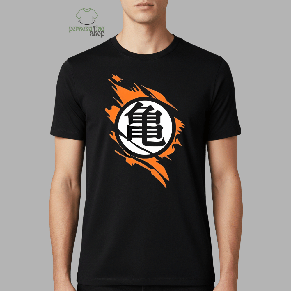 Camiseta Masculina Camisa Mestre Kame Blusa Adolescente Algodão Anime Roupa SonGoku Personagem Anime
