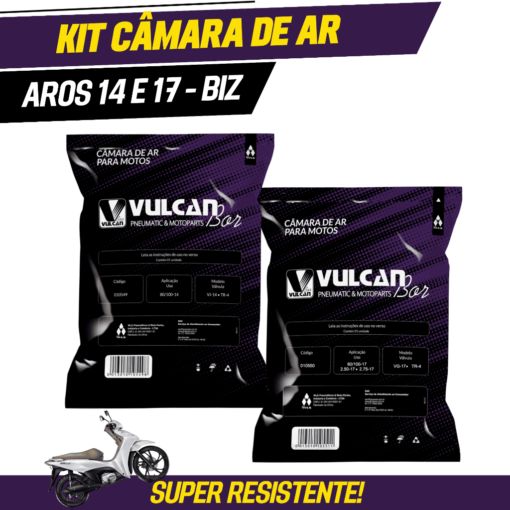 Kit Câmara de Ar Moto Reforçada Biz 100 110 125 - Alta Durabilidade