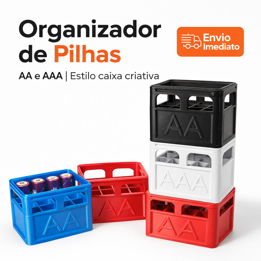 Organizador de Pilhas AA e AAA Suporte Porta Pilhas Caixa Organizadora Criativa