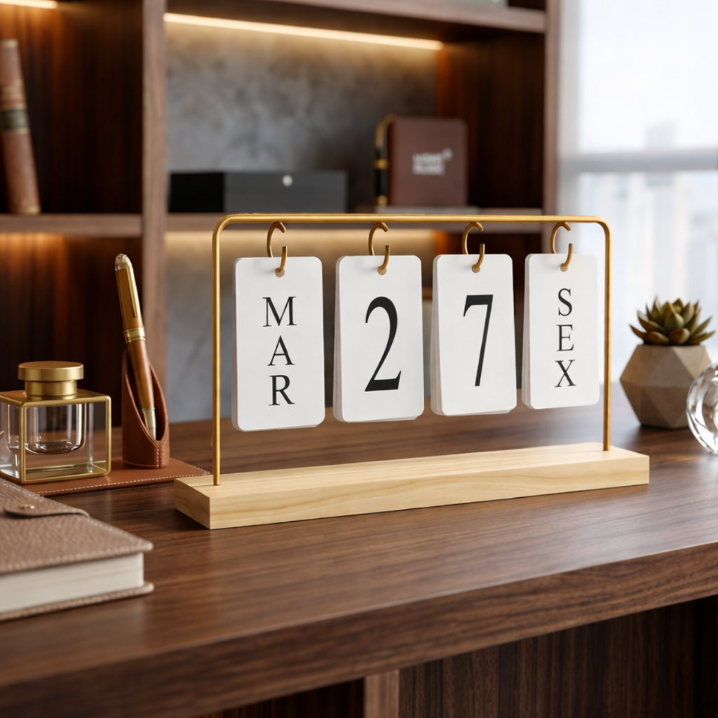 Calendário De Mesa Permanente Flip Manual Decorativo Moderno de Mesa Sala de Estar