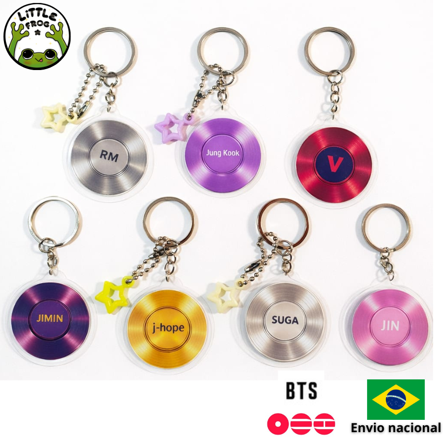 KIT Chaveiro Disco Vinil Plastificado RM Jin Suga J-Hope Jimin V Jungkook Acessório Fã Kpop Presente | Arirang