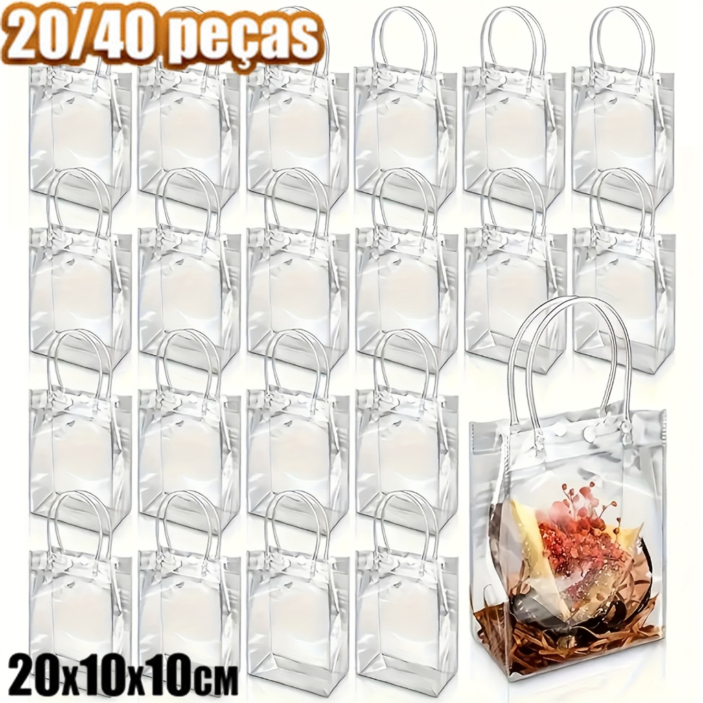 20 peças 40 peças Sacos De Presente Plástico Pvc Reutilizáveis Para Casamentos Festivais E Festas transparente