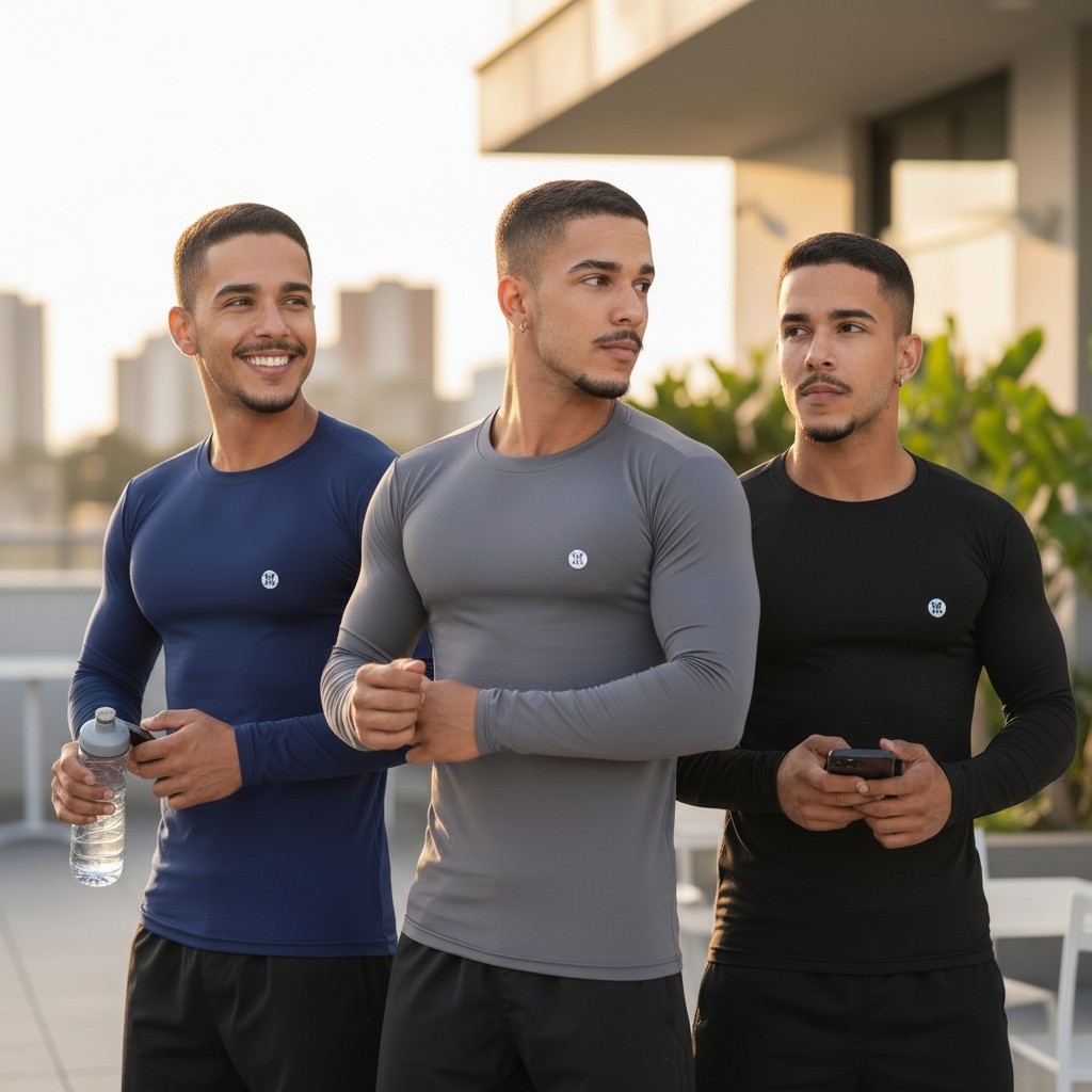 Camiseta com Proteção Solar Uv 50+ Manga Longa Elastano Treino Corrida Esportes Lazer Casual
