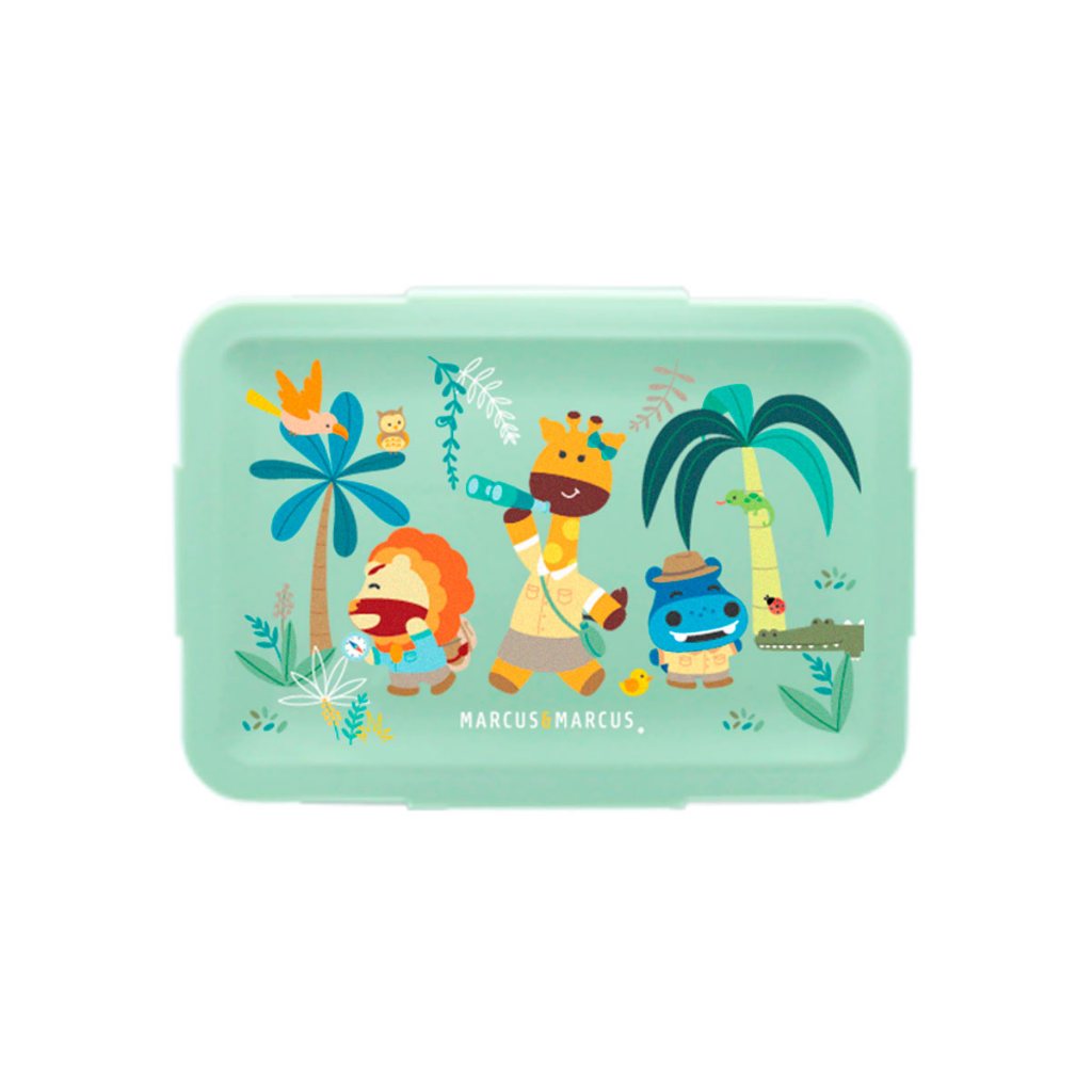 BOX DE REFEIÇÃO COM 2 DIVISÓRIAS REMOVÍVEIS EM SILICONE 700ML JUNGLE VERDE