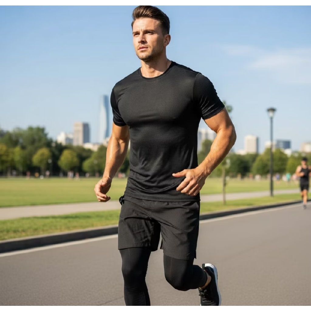 Camiseta Masculina Esportiva Dry Fit Manga Curta Seca Rápido Confortável Para Atividades ao ar Livre Oferta