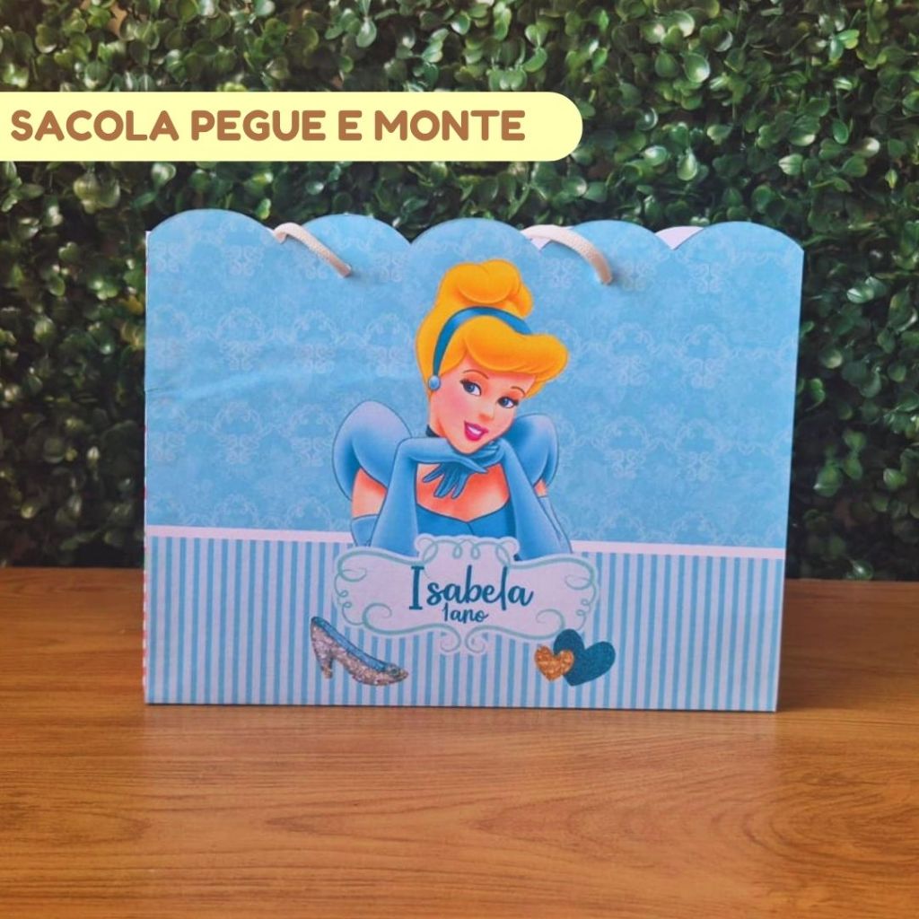 Sacola personalizada CINDERELA  | Lembrancinhas personalizadas | Mimos | Aniversário infantil | (PEGUE E MONTE)