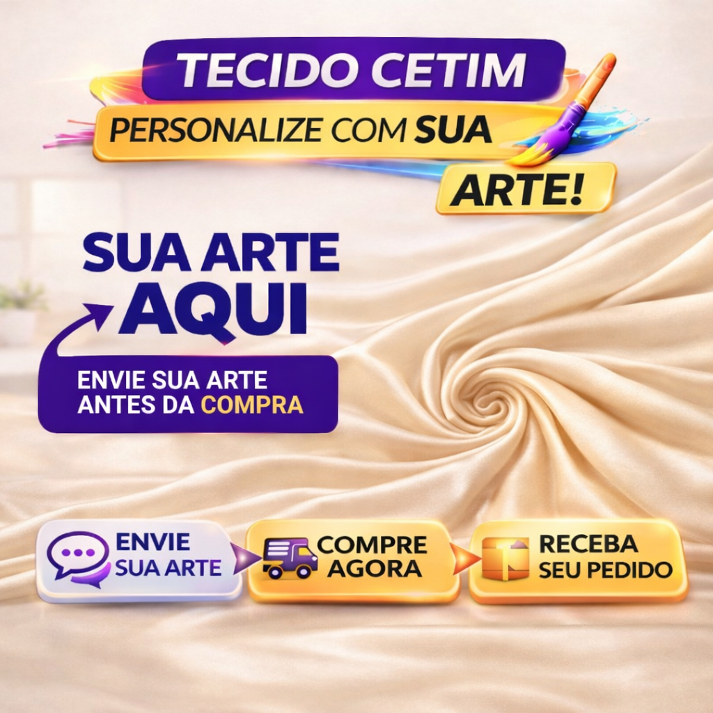 Tecido Cetim Personalizado Com Sua Arte 100% Poliéster | Enviar a Arte Antes de Finalizar a Compra em Oferta na Shopee