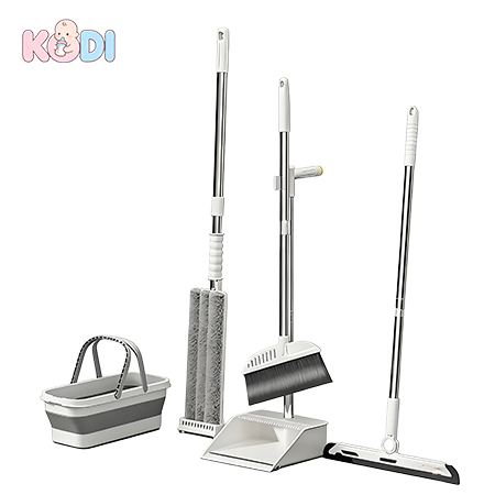 Kit Completo de 7 Peças para Limpeza Vassoura + Rodo + Pá +balde e Rodo Conjunto de esfregão -S7